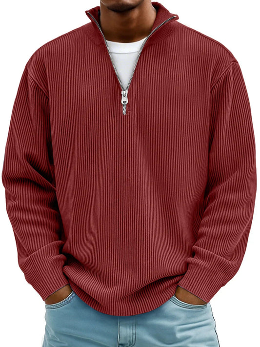 Evan | Modern Ribbed Half-Zip Sweater