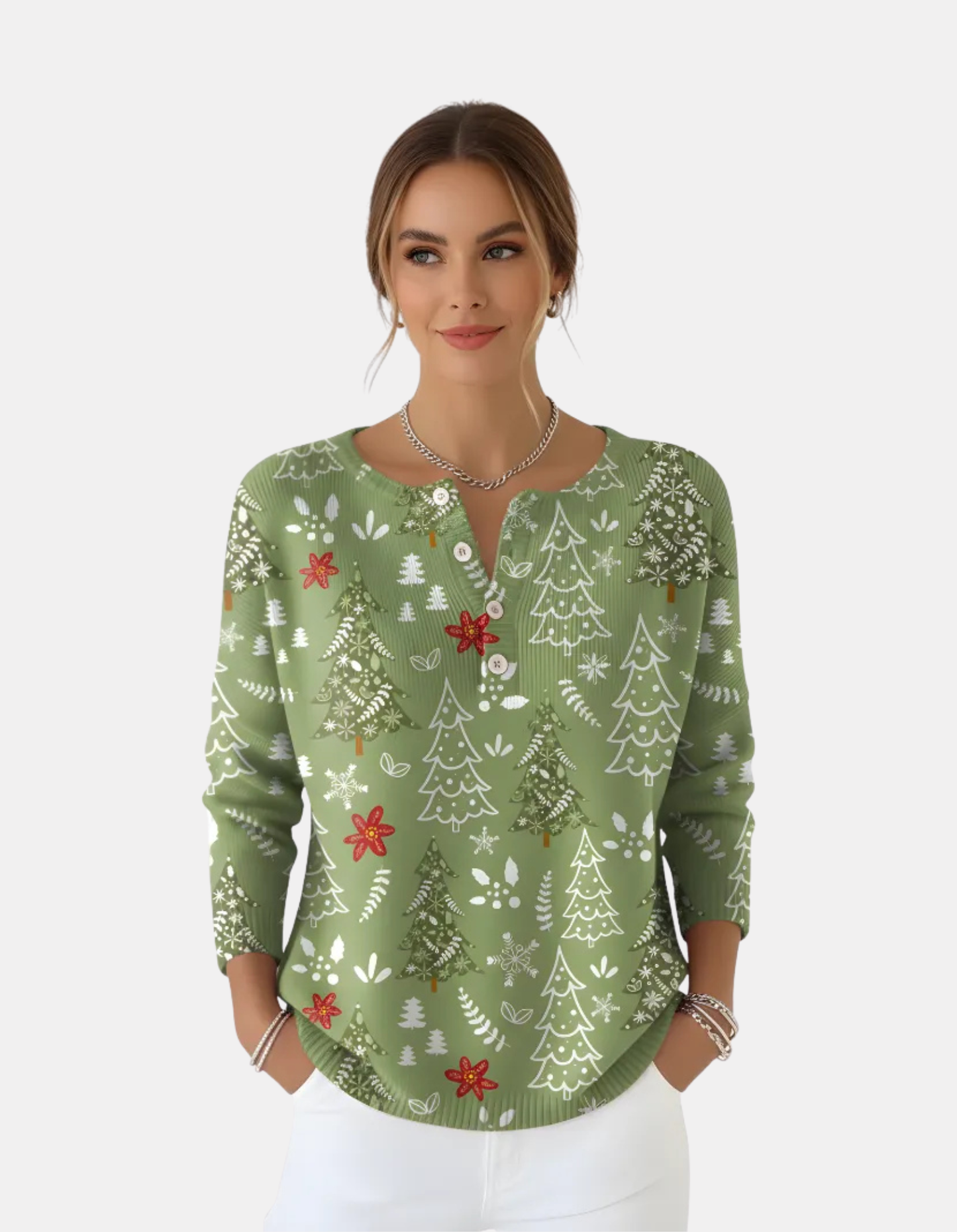 Holly | Festive Button Holiday Sweater