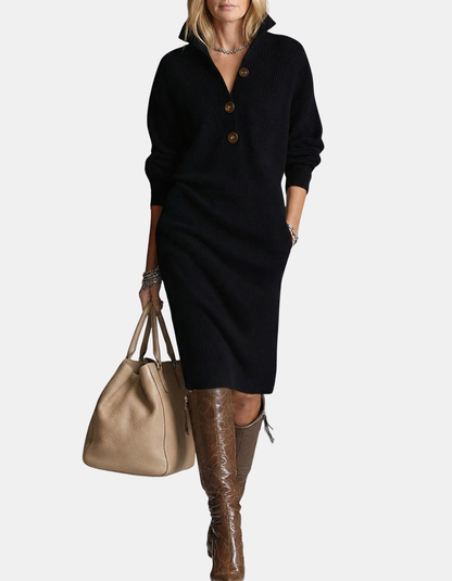 Valerie | Knitted Button Midi Dress