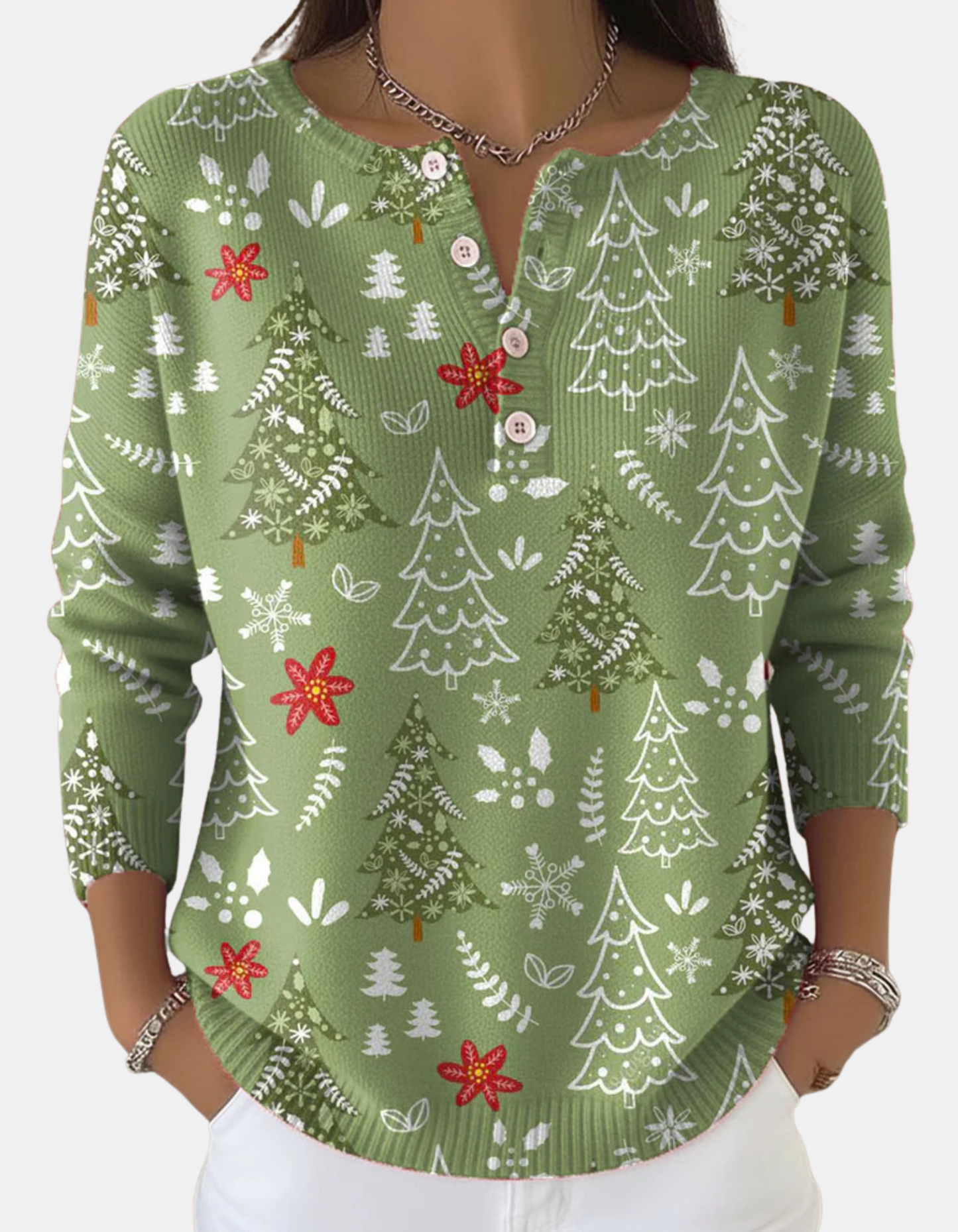 Holly | Festive Button Holiday Sweater