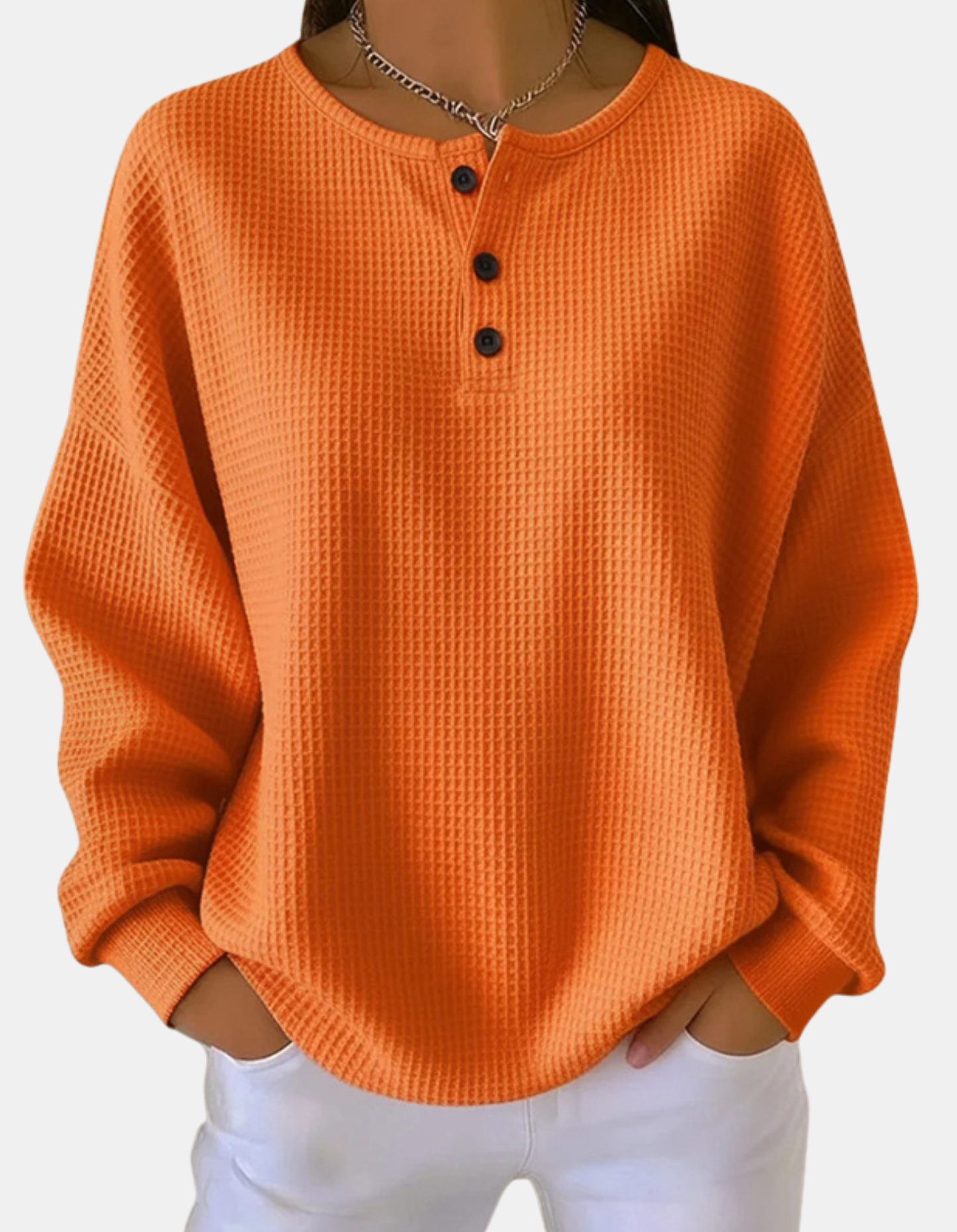 Harper | Waffle Knit Button Pullover