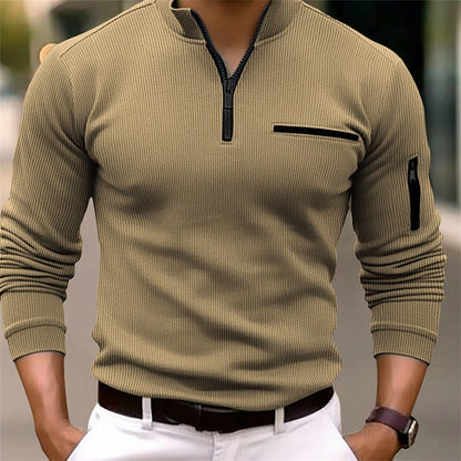 Aiden | Ribbed Half-Zip Pullover