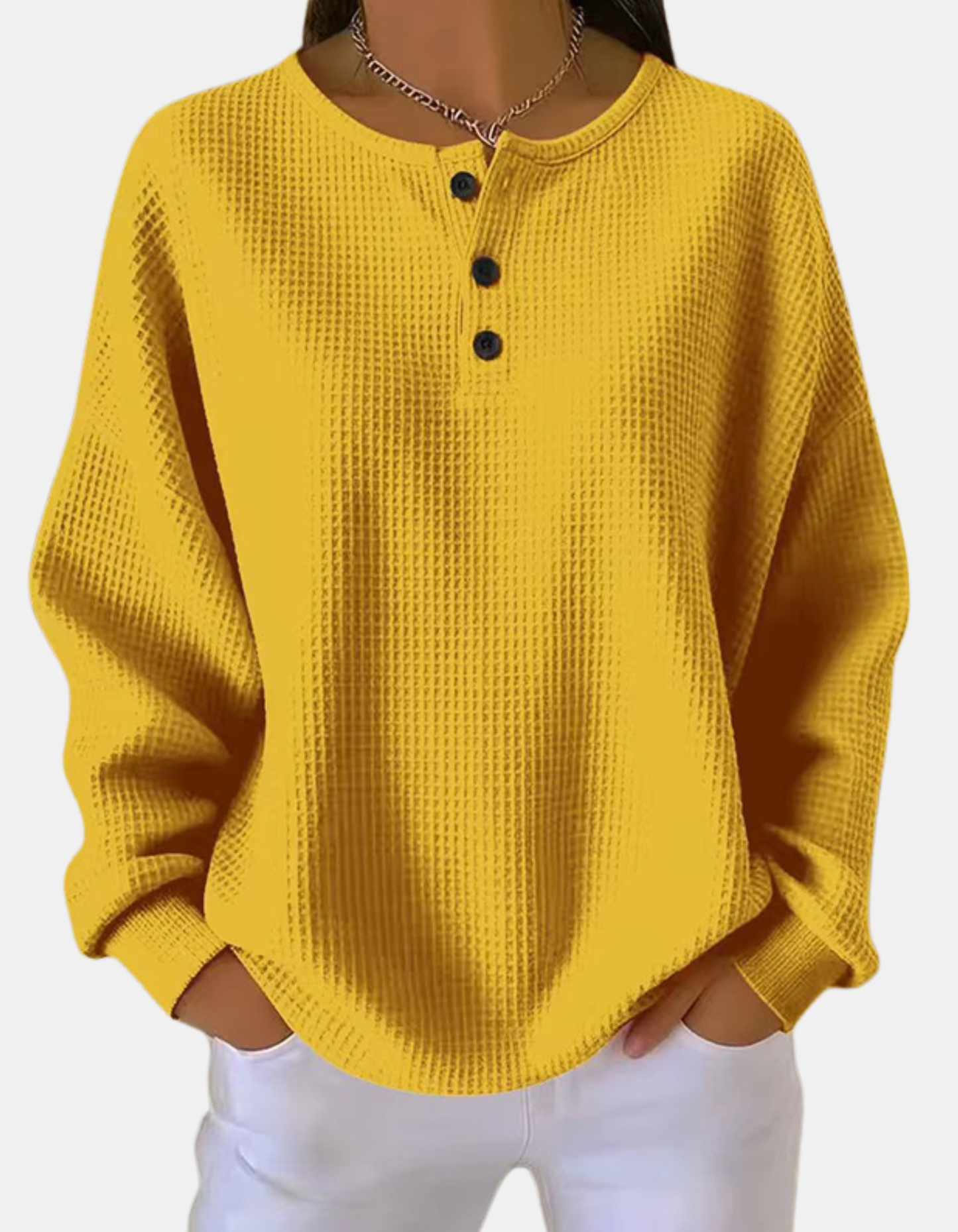 Harper | Waffle Knit Button Pullover