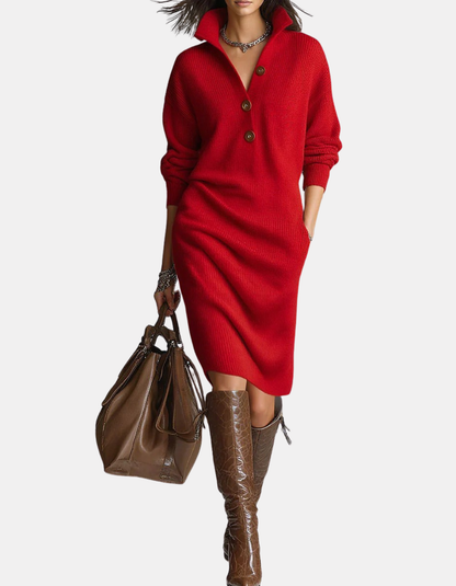 Valerie | Knitted Button Midi Dress