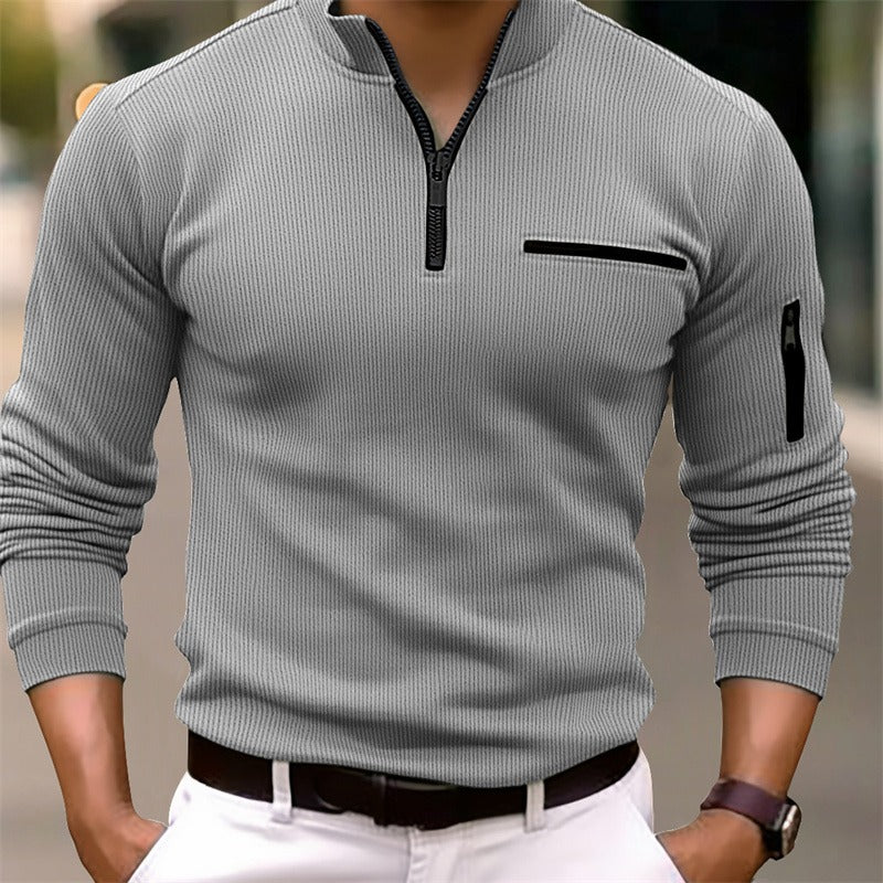 Aiden | Ribbed Half-Zip Pullover