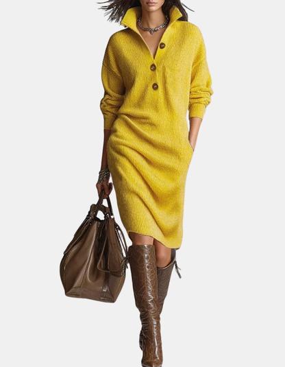 Valerie | Knitted Button Midi Dress