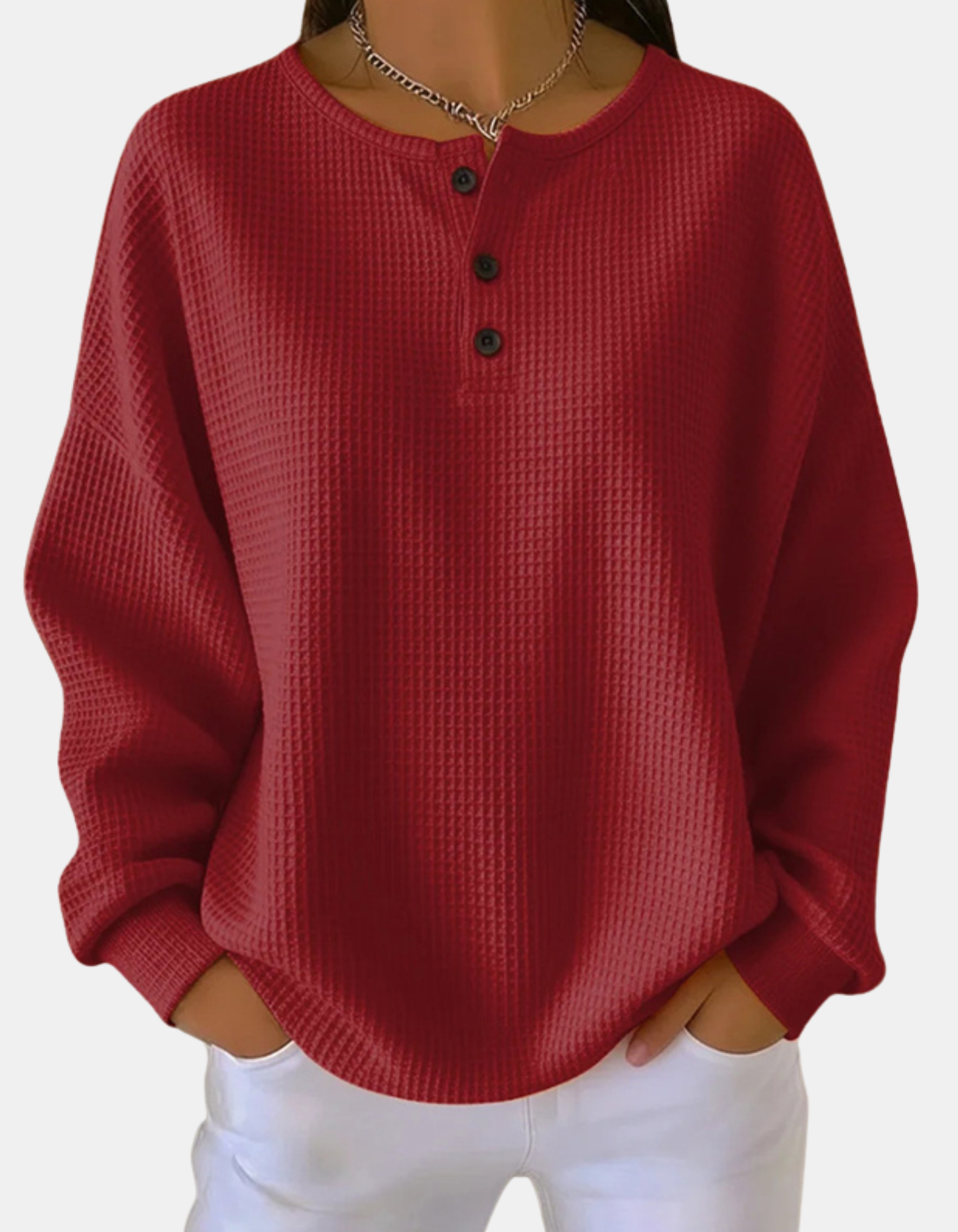 Harper | Waffle Knit Button Pullover
