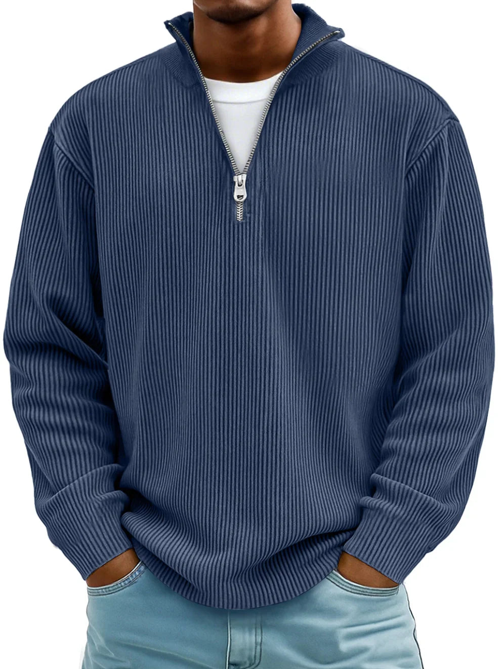 Evan | Modern Ribbed Half-Zip Sweater