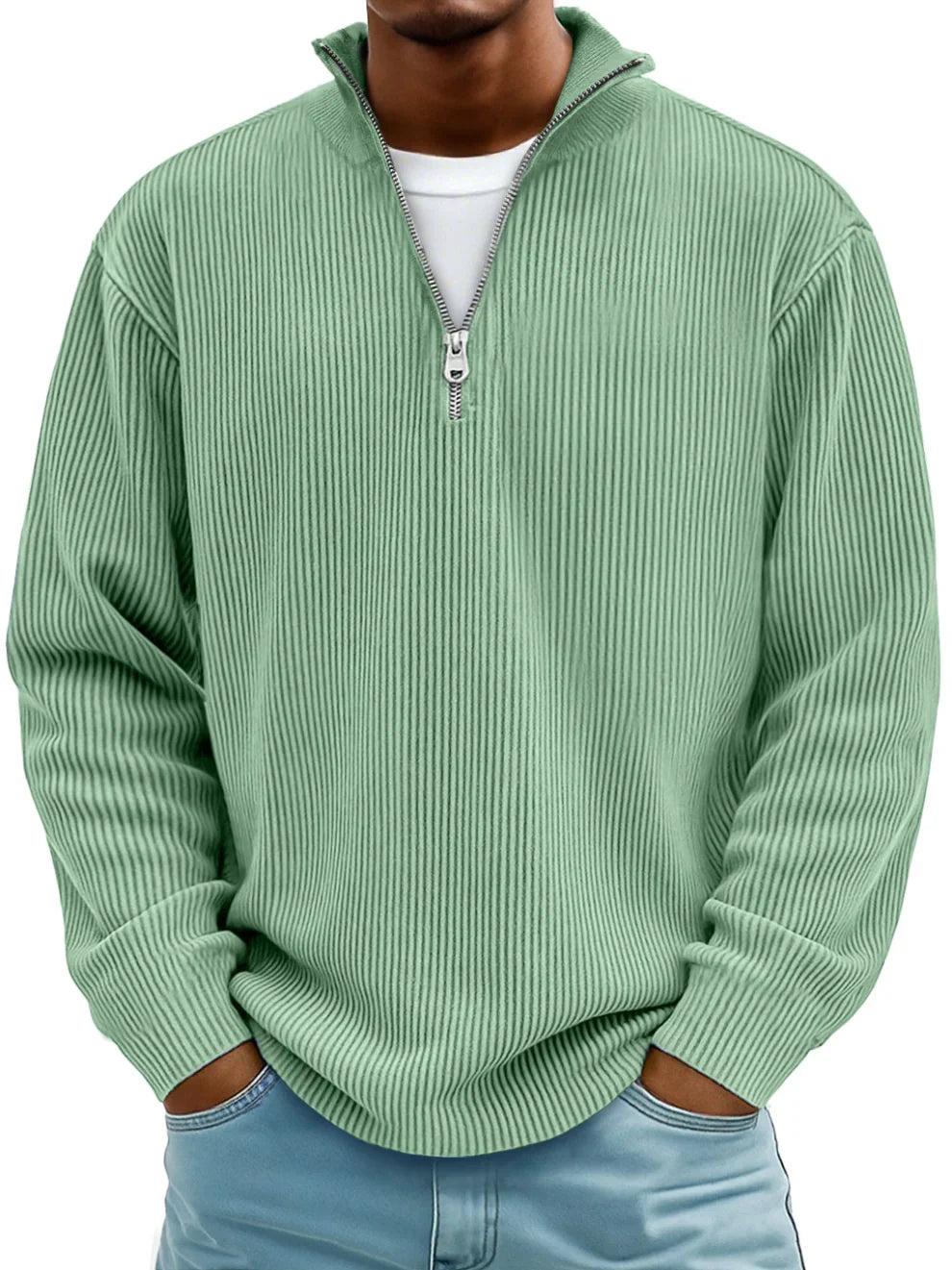Evan | Modern Ribbed Half-Zip Sweater