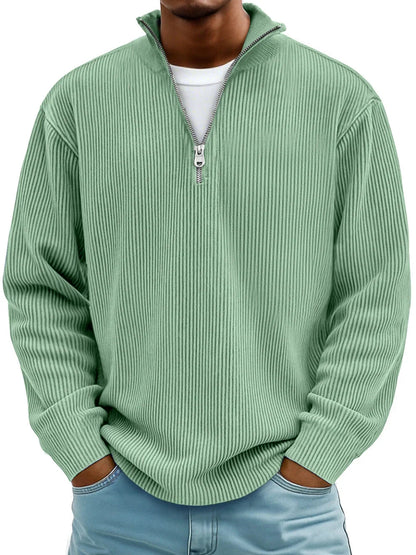 Evan | Modern Ribbed Half-Zip Sweater