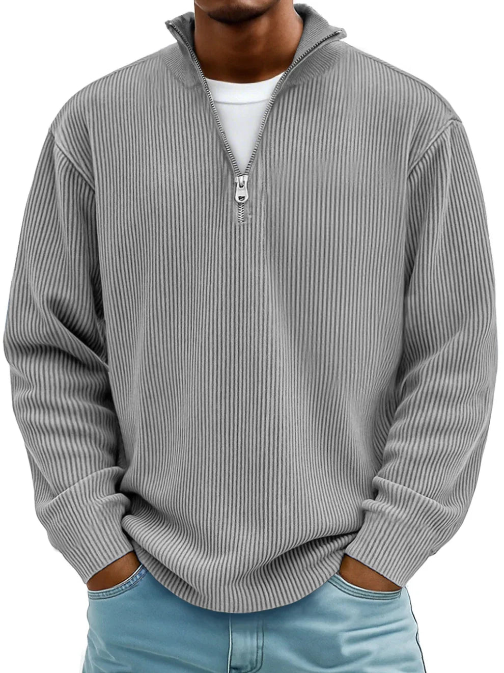 Evan | Modern Ribbed Half-Zip Sweater