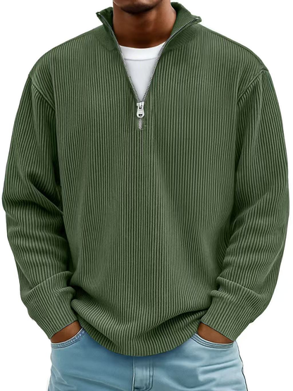 Evan | Modern Ribbed Half-Zip Sweater