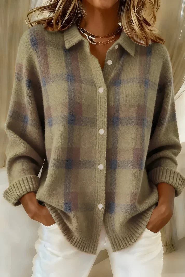 Marisol | Soft Plaid Button Cardigan