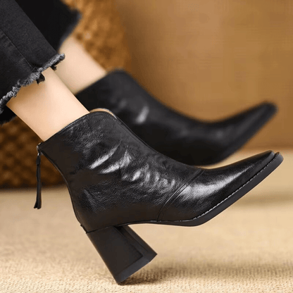 Elara | Mid-Height Leather Ankle Boots