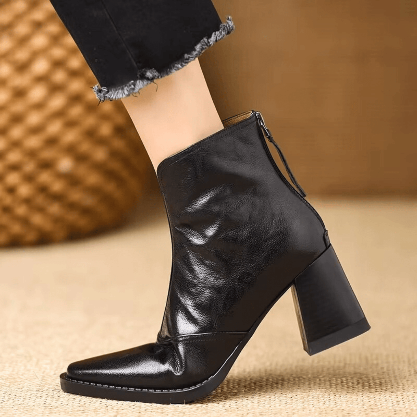 Elara | Mid-Height Leather Ankle Boots