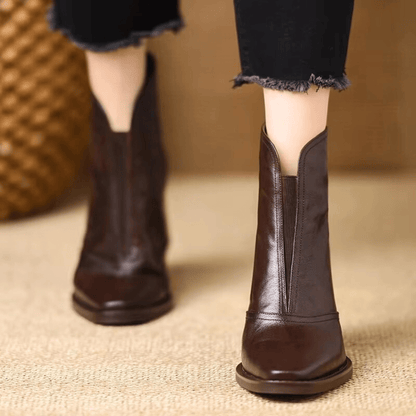 Elara | Mid-Height Leather Ankle Boots