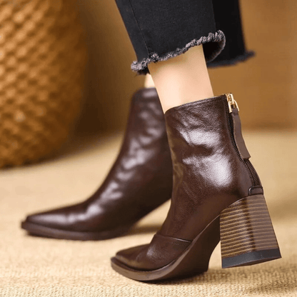 Elara | Mid-Height Leather Ankle Boots