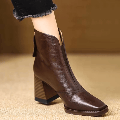 Elara | Mid-Height Leather Ankle Boots