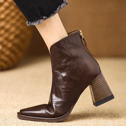 Elara | Mid-Height Leather Ankle Boots